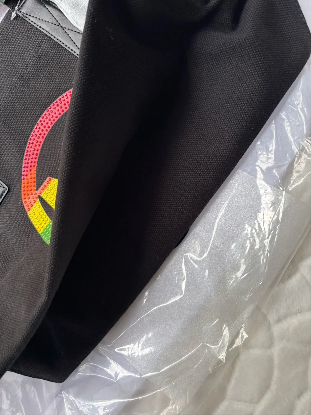 Michael Kors Rainbow Logo Large Embellished Black Canvas Tote bag